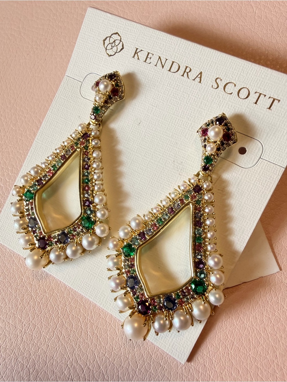 NWT Kendra Scott Krista Statement Earring in Gold with Multi Mix